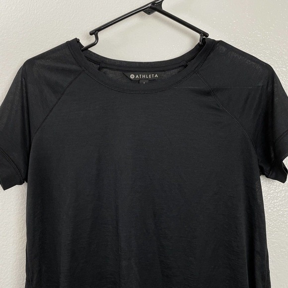 Athleta Vapor T-Shirt S Black Sheer Lightweight Breathable Crew Neck - Picture 3 of 10
